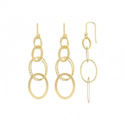 Boucles d'oreilles en argent 925/1000 doré ovales lisses et diamantés