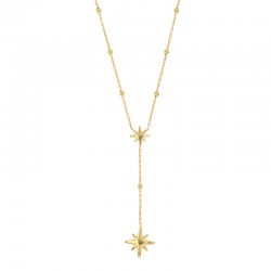 Collier en argent 925/1000 doré, composé d'étoiles façon chapelet