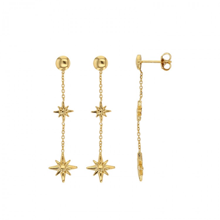 Boucles d'oreilles en argent 925/1000 doré avec motifs étoiles