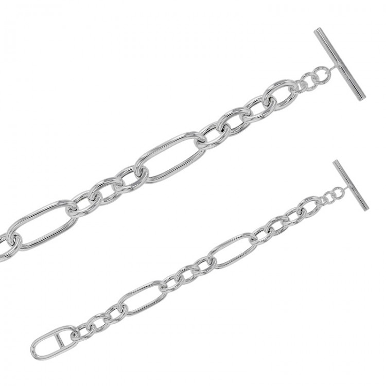 Bracelet argent 925/1000 mailles fantaisies alternées