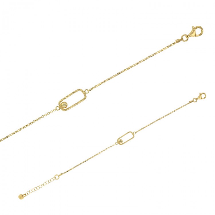 Bracelet URBAN en argent 925/1000 doré motif rectangle