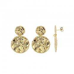 Boucles d'oreilles en argent 925/1000 doré orné 2 ronds froissés