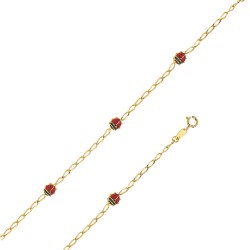 Bracelet avec des coccinelles rouge en Or 18 carats