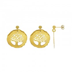 Boucles d'oreilles arbre de vie en argent 925/1000 doré.