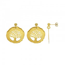 Boucles d'oreilles arbre de vie en argent 925/1000 doré