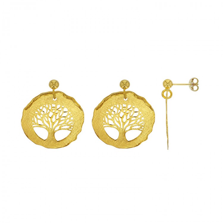 Boucles d'oreilles arbre de vie en argent 925/1000 doré