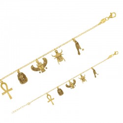 Bracelet symboles de l'Égypte Antique en argent 925/1000 doré