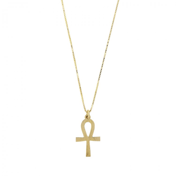 Collier croix Ankh en argent 925/1000 doré