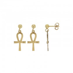 Boucles d'oreilles croix Ankh en argent 925/1000 doré