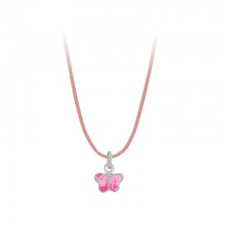 Collier Pendentif Papillon Rose en Argent