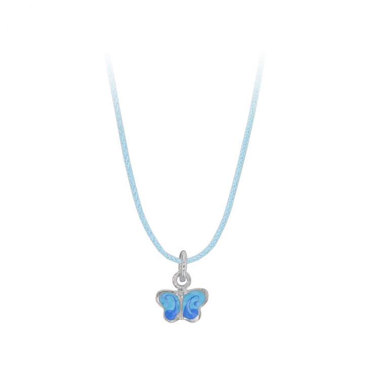 Collier Pendentif Papillon Bleu en Argent