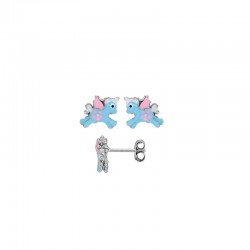 Boucles d'oreilles Licorne Bleu en Argent