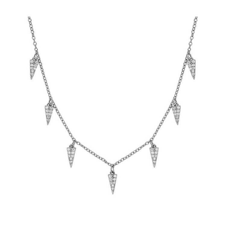 Collier ras du cou rond en argent 925/1000ème avec pierre zirconium.