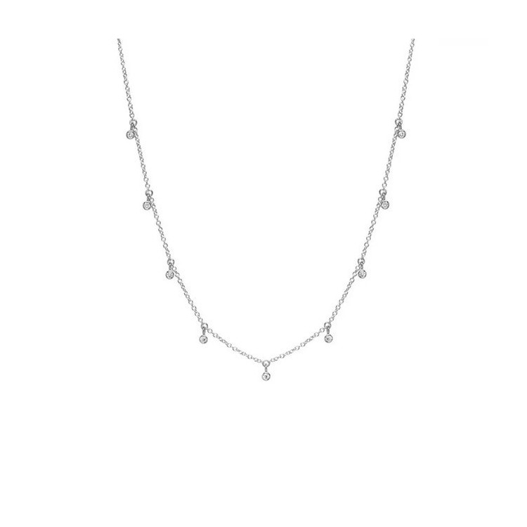 Collier ras du cou rond en argent 925/1000ème avec pierre zirconium.