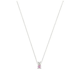 Collier en argent lapin pierre rose