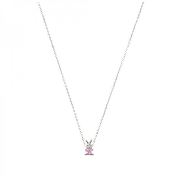 Collier en argent lapin pierre rose