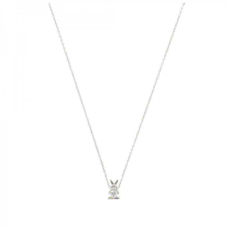 Collier en argent lapin pierre blanche