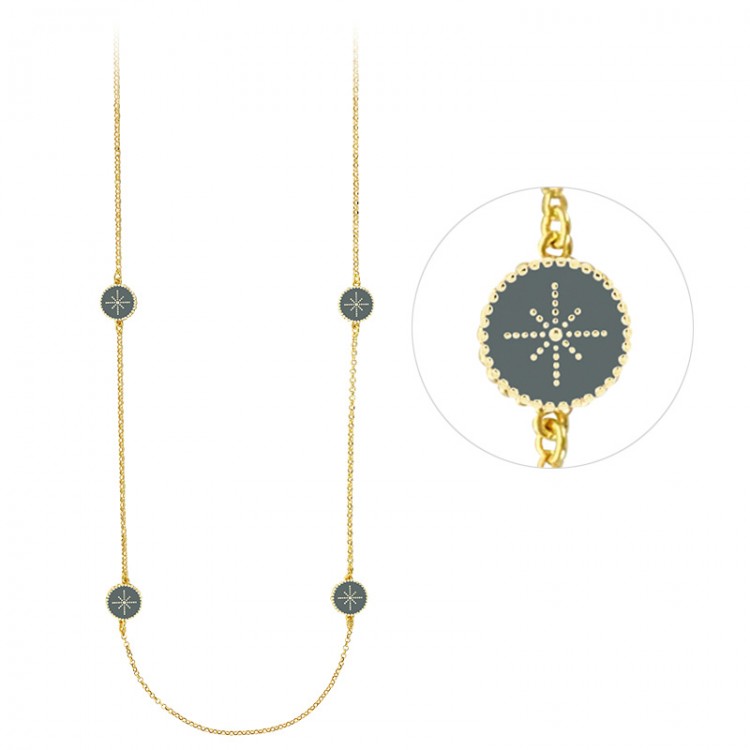 Sautoirs ronds perlés avec étoiles en argent 925/1000 doré.