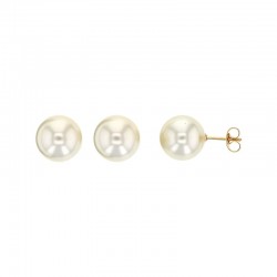Boucles d'oreilles puces "Perles de Majorque" avec fermoir plaqué or