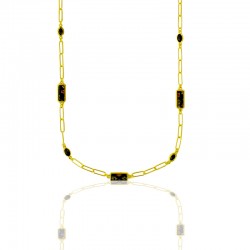 Collier sautoir en argent 925 doré orné de verres de Murano