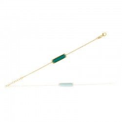 Bracelet avec une perle cristal vert émeraude en argent 925/1000 doré