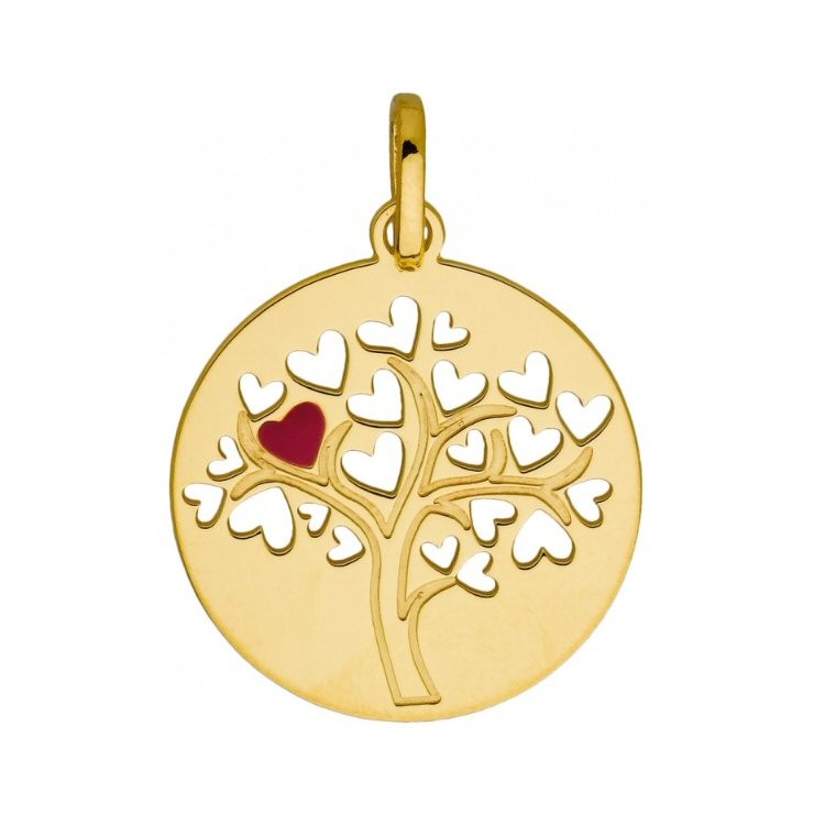 Médaille arbre de vie coeur 9 carats