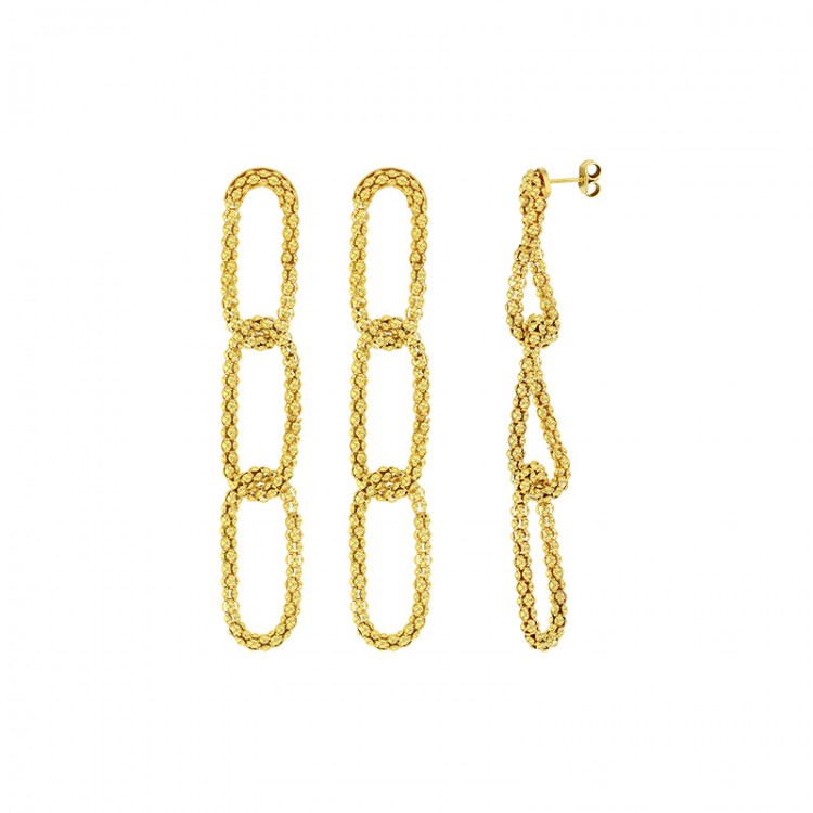 Boucles d'oreilles avec des mailles perlées en argent 925/1000 doré