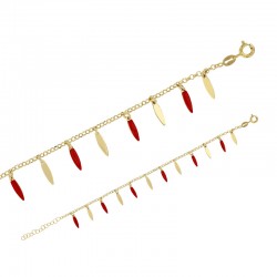 Bracelet orné d'émail rouge en argent 925/1000 doré