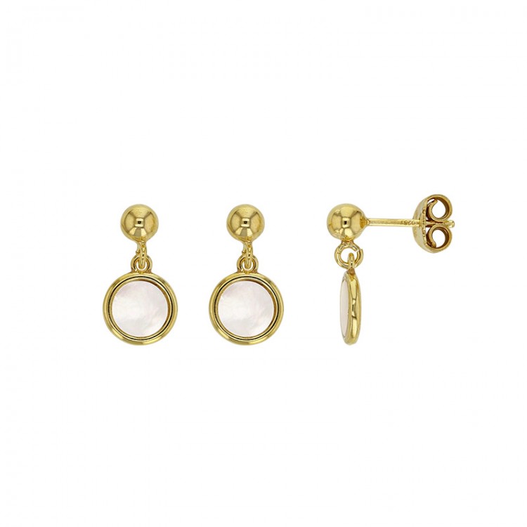 Boucles d'oreilles MADRE PERLA en argent 925/1000 doré avec un nacre en forme ronde