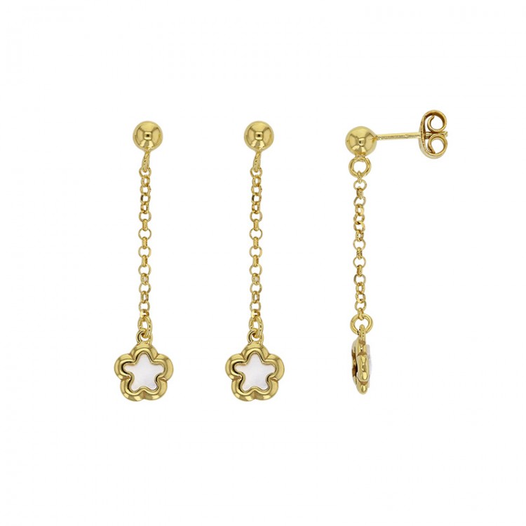 Boucles d'oreilles MADRE PERLA en argent 925/1000 doré avec un nacre en forme de fleur